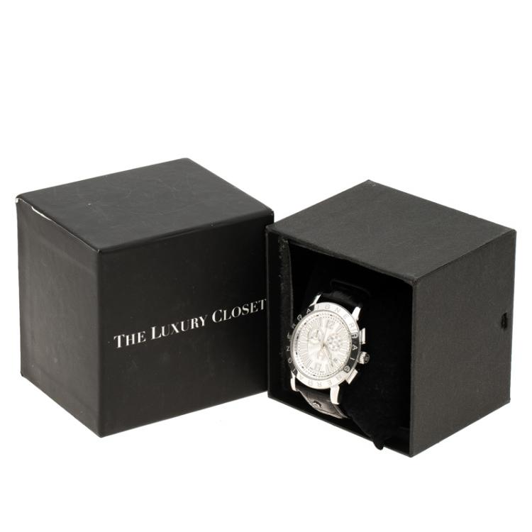 Pre Owned Aigner Silver  White Stainless Steel Cortina A26500 Men's Wristwatch 42 mm