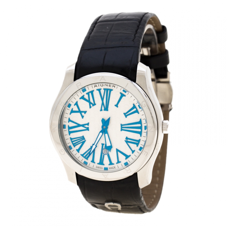 Aigner White Stainless Steel Lazio A42000 Men's Wristwatch 44 mm Aigner |  The Luxury Closet