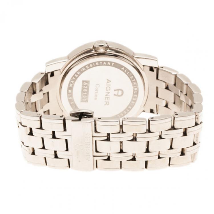 مملوكة مسبقًا Aigner Grey Stainless Steel Cortina Men's Wristwatch 38MM