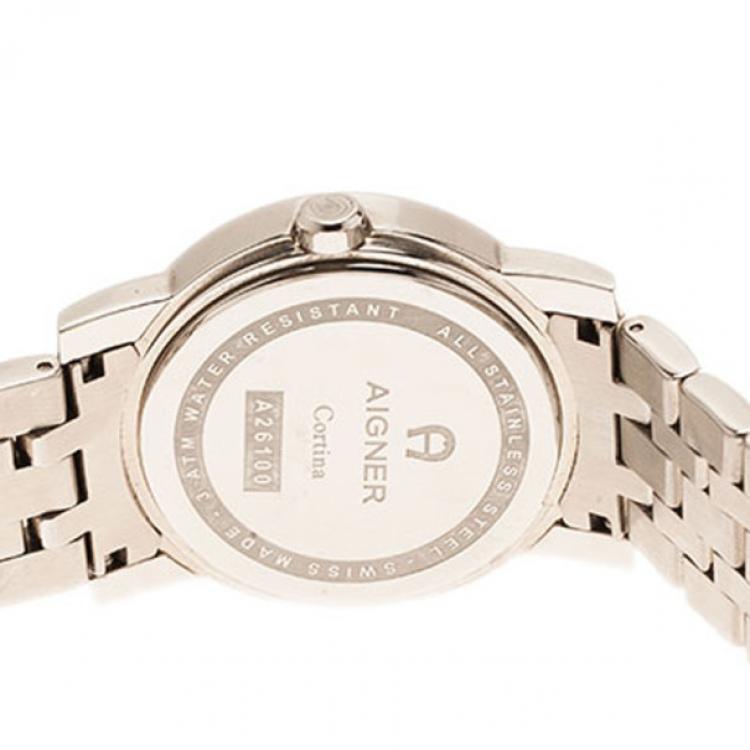 مملوكة مسبقًا Aigner Grey Stainless Steel Cortina Men's Wristwatch 38MM
