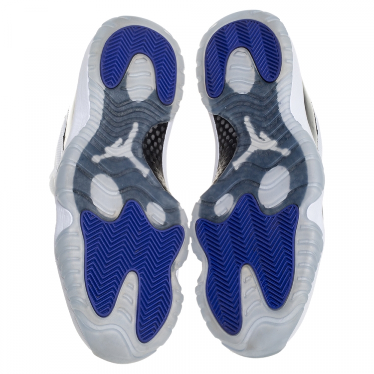 Pre Owned Air Jordan Black/White Fabric and Patent Leather Jordan 11 Retro Concord Sneakers Size 44