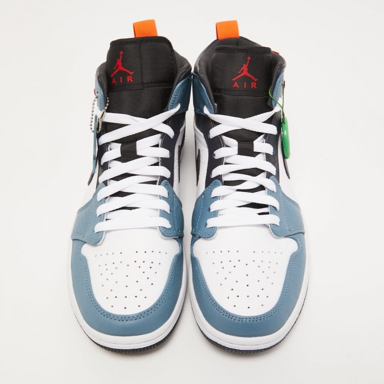 Pre Owned Air Jordans Multicolor Leather Jordan 1 Mid Sneakers Size 44