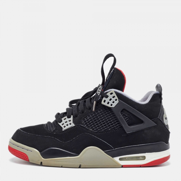 Nike Air Jordans 4 Retro Bred Black Faux Suede High Top Sneakers ...