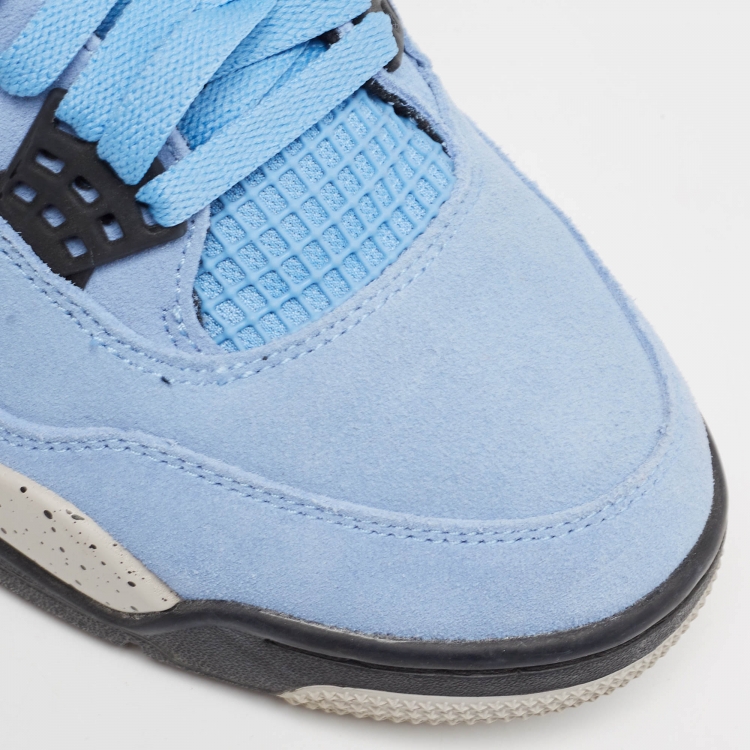 Pre Owned Air Jordans Blue Suede Jordan 4 Retro University Blue Sneakers Size 42.5