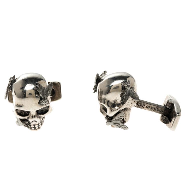 Alexander McQueen Fly & Skull Silver Tone Cufflinks Alexander McQueen | TLC