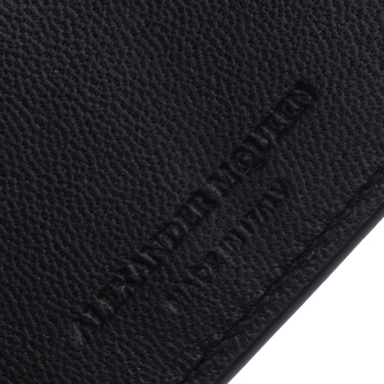Pre Owned Alexander McQueen Gold Leather Skull Bifold Card Holder
