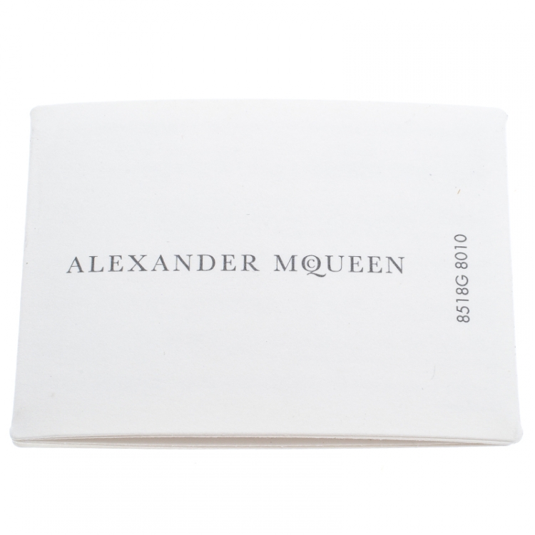 Pre Owned Alexander McQueen Dark Burgundy Crocodile Embossed Leather Skull Card Holder