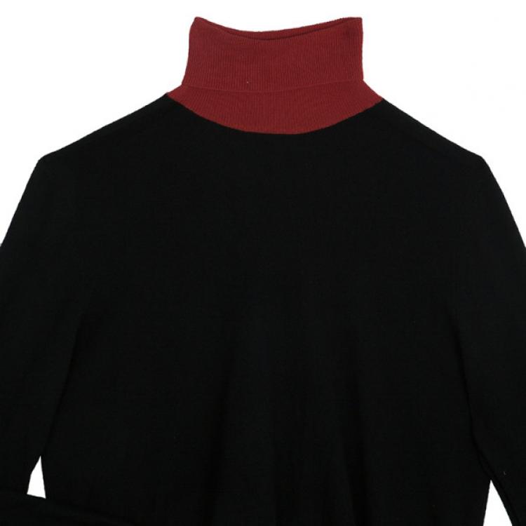Pre Owned Alexander McQueen Black Cashmere Wool Contrast Rollneck Jumper XL