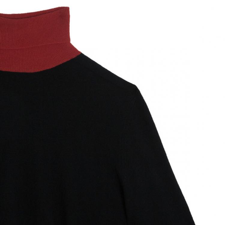 Pre Owned Alexander McQueen Black Cashmere Wool Contrast Rollneck Jumper XL