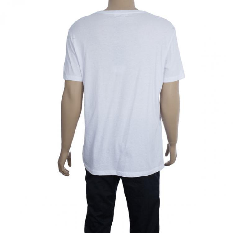 Pre Owned Alexander McQueen Men's White Embroidered Skull T-shirt L