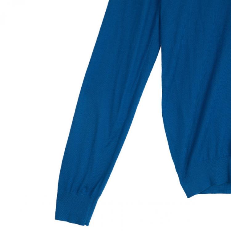 Pre Owned Alexander McQueen Blue Skull Detailed Sweater XL