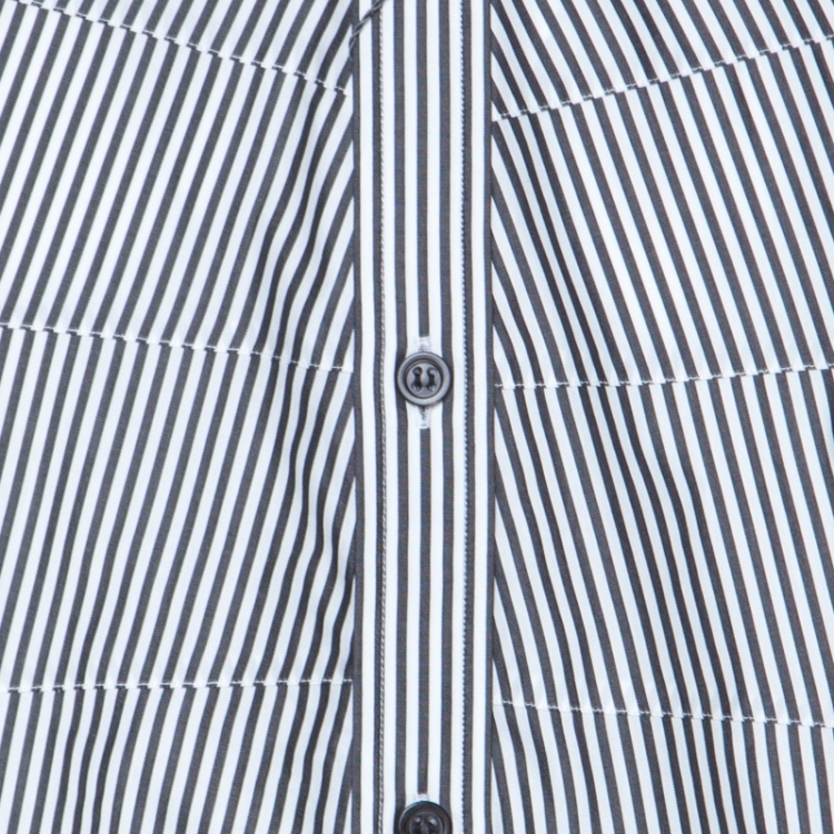 مملوكة مسبقًا Alexander McQueen Black & White Striped Cotton Rib Cage Stitch Full Sleeve Shirt XL