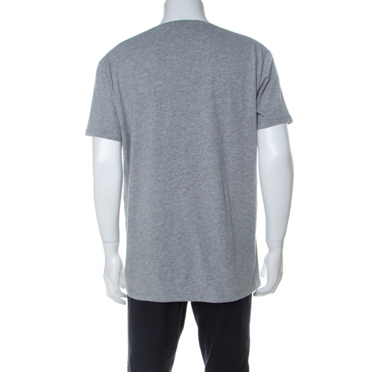 Pre Owned Alexander McQueen Grey Rose Printed Cotton  T-Shirt XXL 