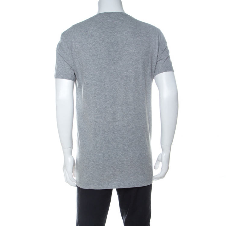 Pre Owned Alexander McQueen Grey Exploded Skull Printed Cotton T-Shirt XL