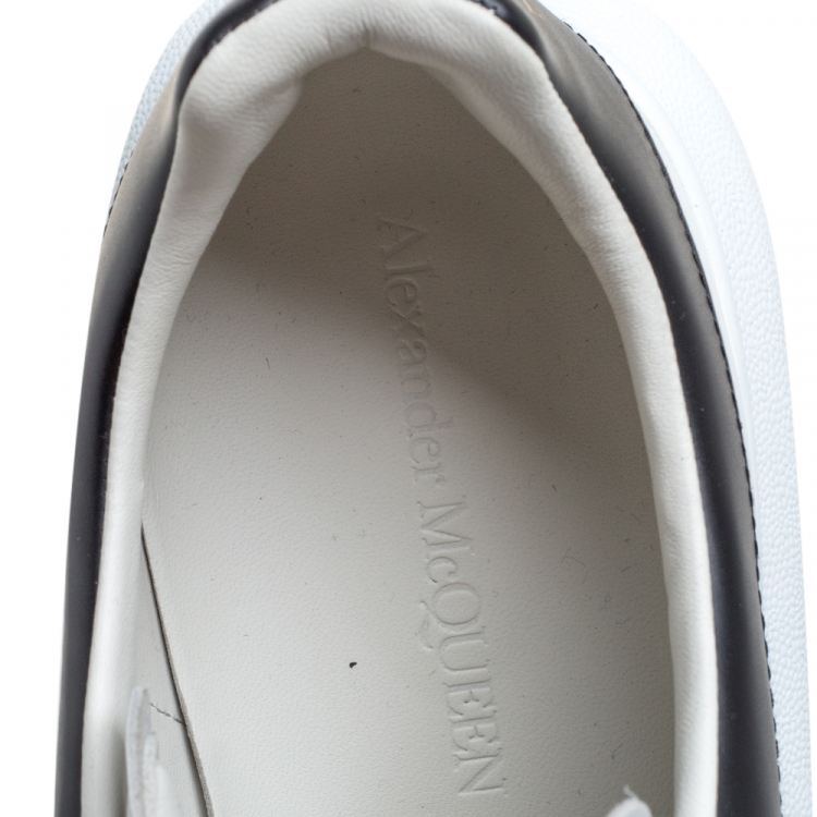 Pre Owned Alexander McQueen White And Black Leather Oversized Low Top Sneakers Size 46