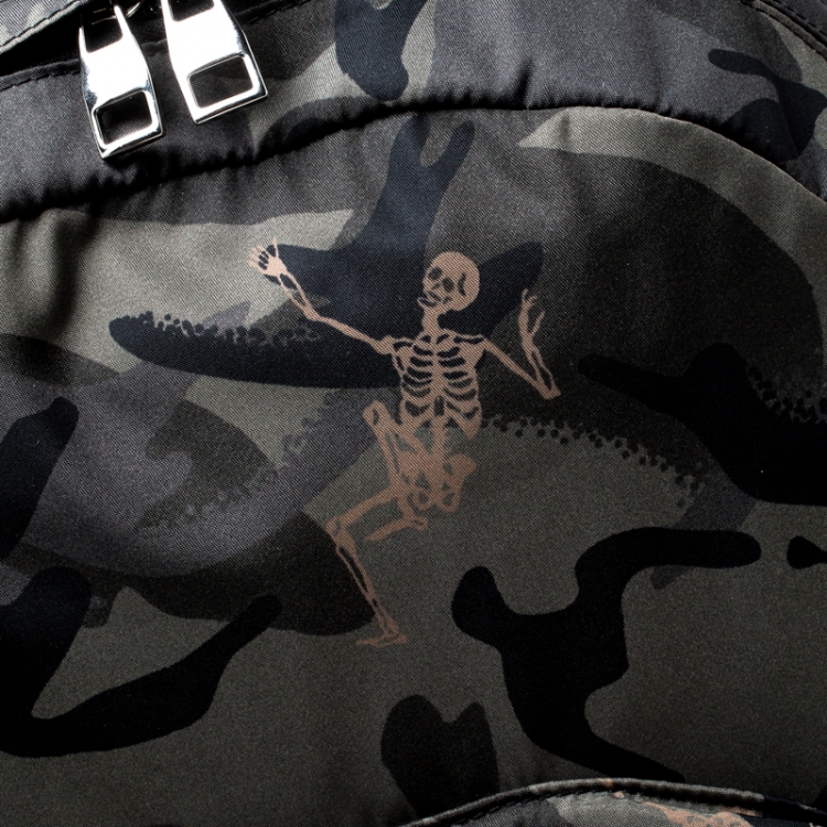 Pre Owned Alexander McQueen Camo Nylon Dancing Skeleton Backpack