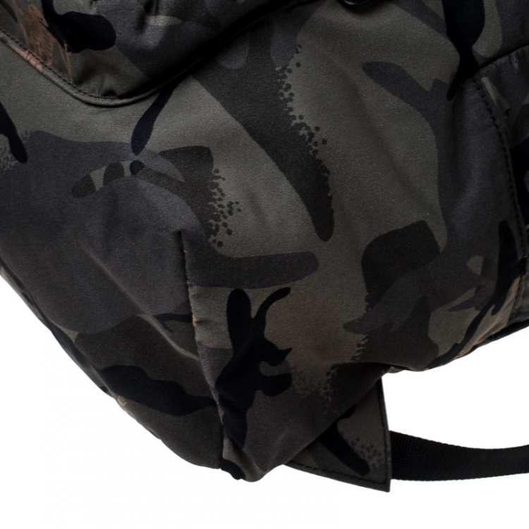 Pre Owned Alexander McQueen Camo Nylon Dancing Skeleton Backpack