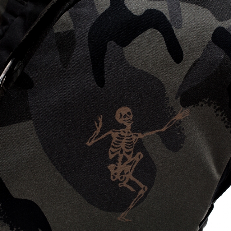Pre Owned Alexander McQueen Camo Nylon Dancing Skeleton Backpack