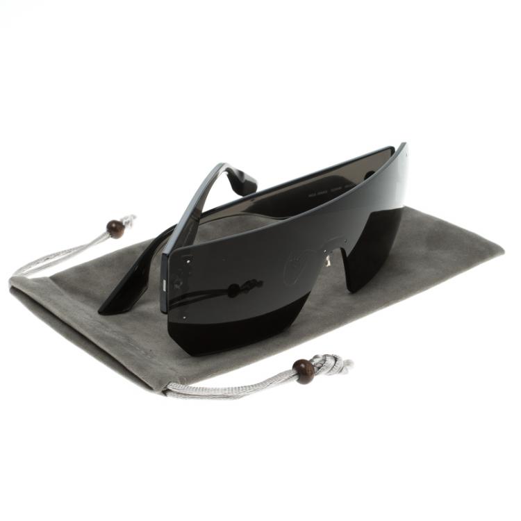 Pre Owned Alexander McQueen Black MCQ 0049/S Shield Sunglasses