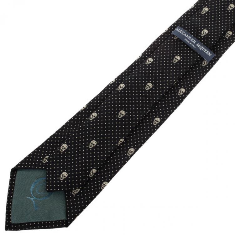 مملوكة مسبقًا Alexander McQueen Black Woven Skull Silk Tie