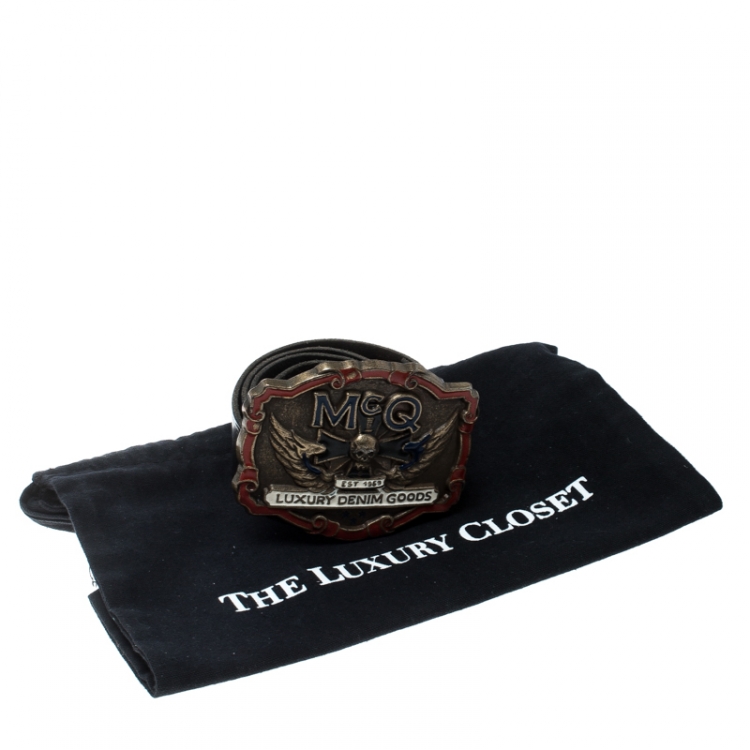 Pre Owned McQ by Alexander McQueen Black Leather Belt 90 CM