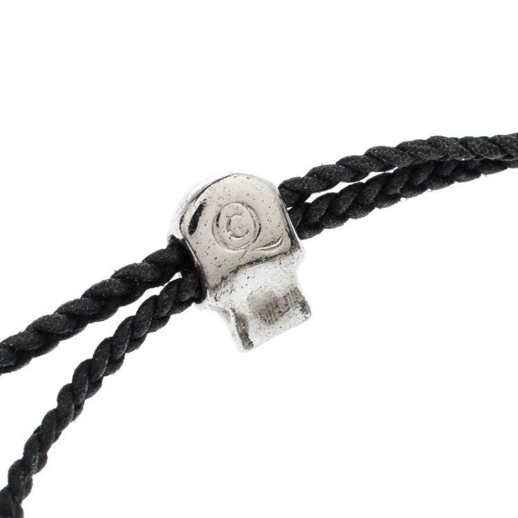Pre Owned Alexander McQueen Multiskull Silver Tone Cord Bracelet