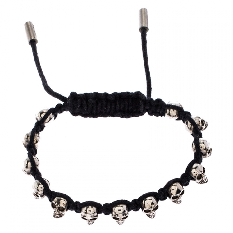 Pre Owned Alexander McQueen Black Multi Skull Braided Friendship Bracelet