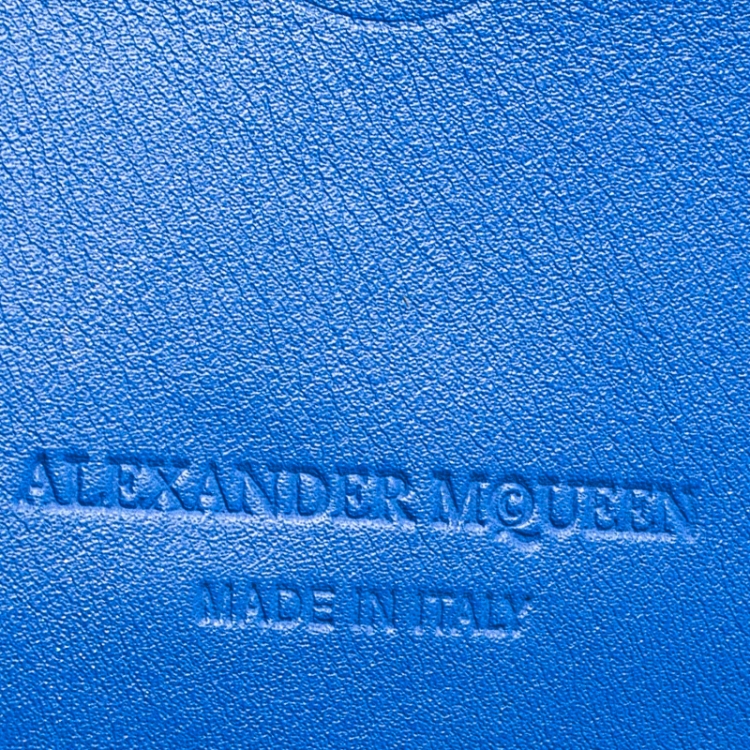 Pre Owned Alexander McQueen Black Croc Embossed Leather Bi Fold Wallet