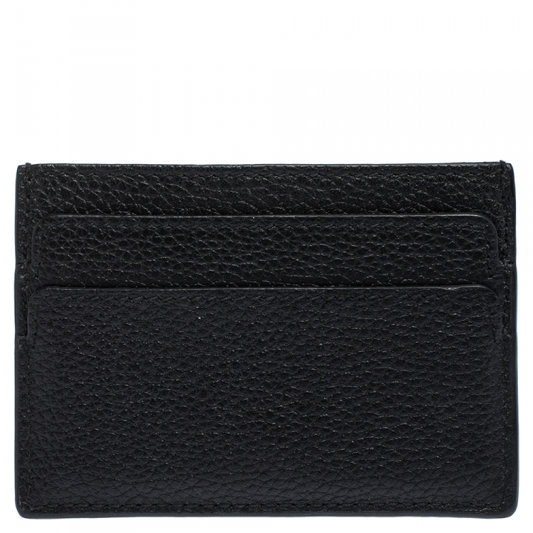 Pre Owned Alexander McQueen Black Leather Skull Card Holder