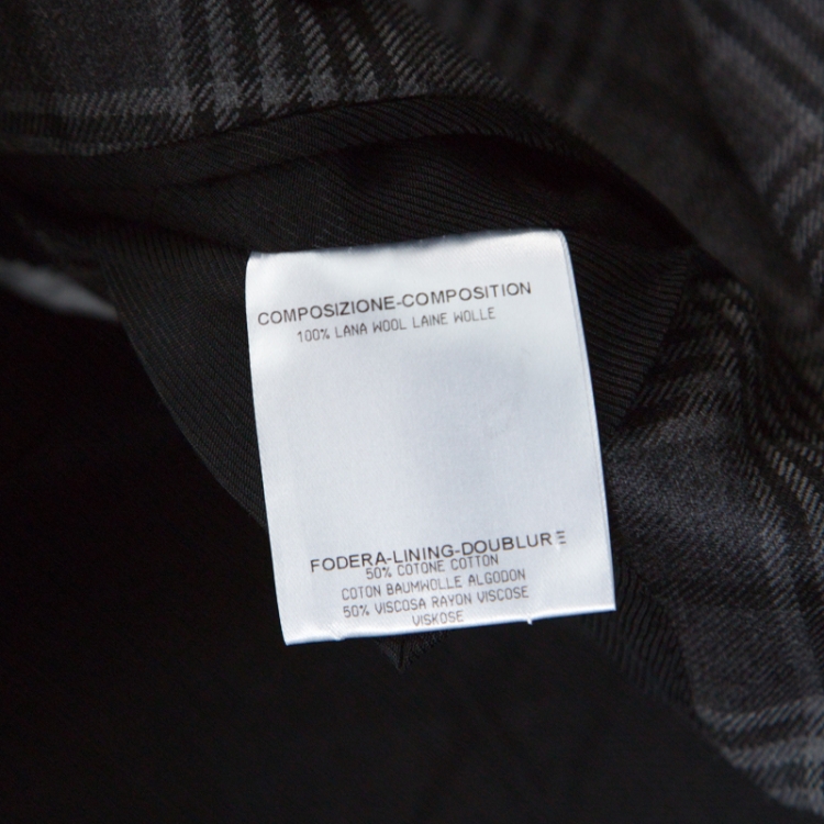 Pre Owned Alexander McQueen Grey Plaid Wool Classic Tailored Blazer L