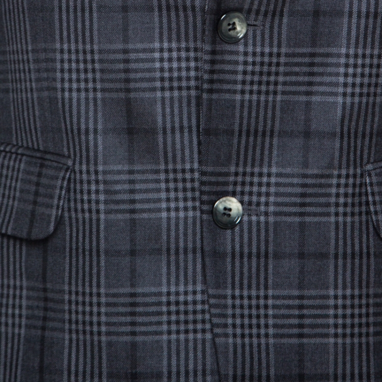 Pre Owned Alexander McQueen Grey Plaid Wool Classic Tailored Blazer L