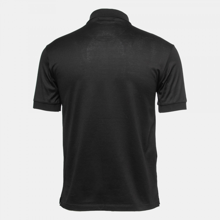 Alexander McQueen Black Cotton Beaded Patch Detail Polo T-Shirt S ...