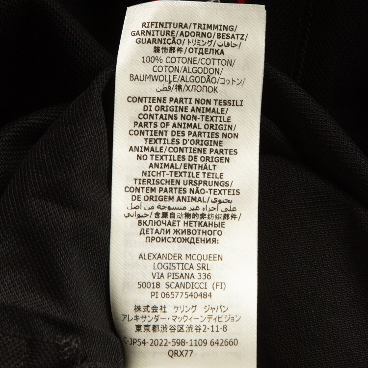 Pre Owned Alexander McQueen Black Logo Intarsia Pique Cotton Polo T-Shirt XXL