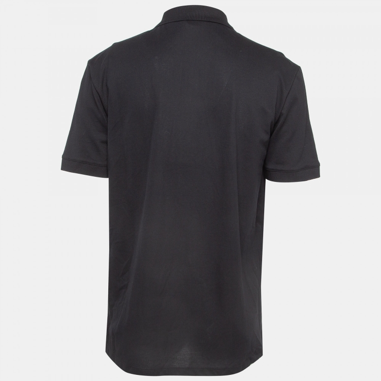 Pre Owned Alexander McQueen Black Logo Intarsia Pique Cotton Polo T-Shirt XXL