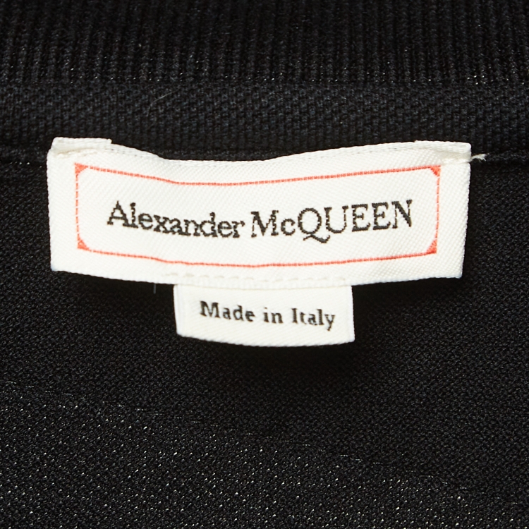 Pre Owned Alexander McQueen Black Logo Harness Cotton Pique Polo T-Shirt XL
