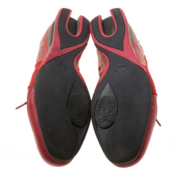 Pre Owned Alexander McQueen For Puma Red Etched Leather Sneakers Size 44