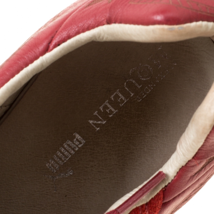 Pre Owned Alexander McQueen For Puma Red Etched Leather Sneakers Size 44