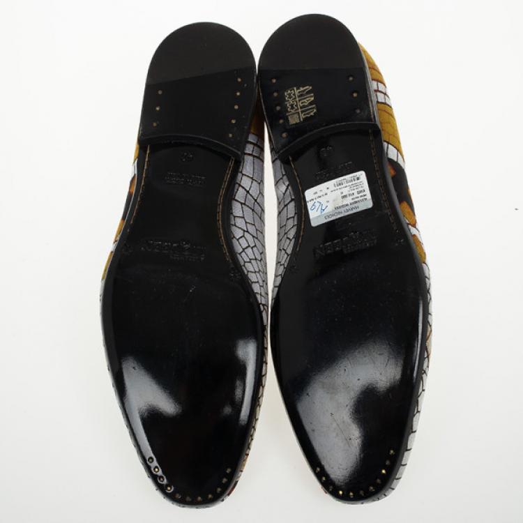 Pre Owned Alexander McQueen Jaquard Pattern Loafers Size 42