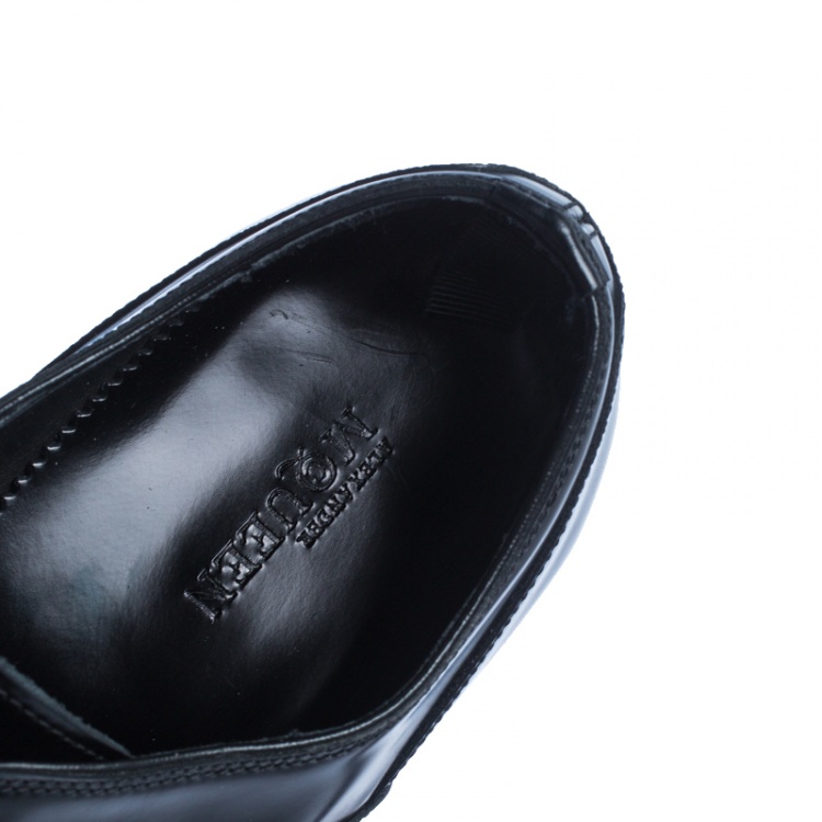 Pre Owned Alexander McQueen Black Leather Lace Oxford Size 42.5