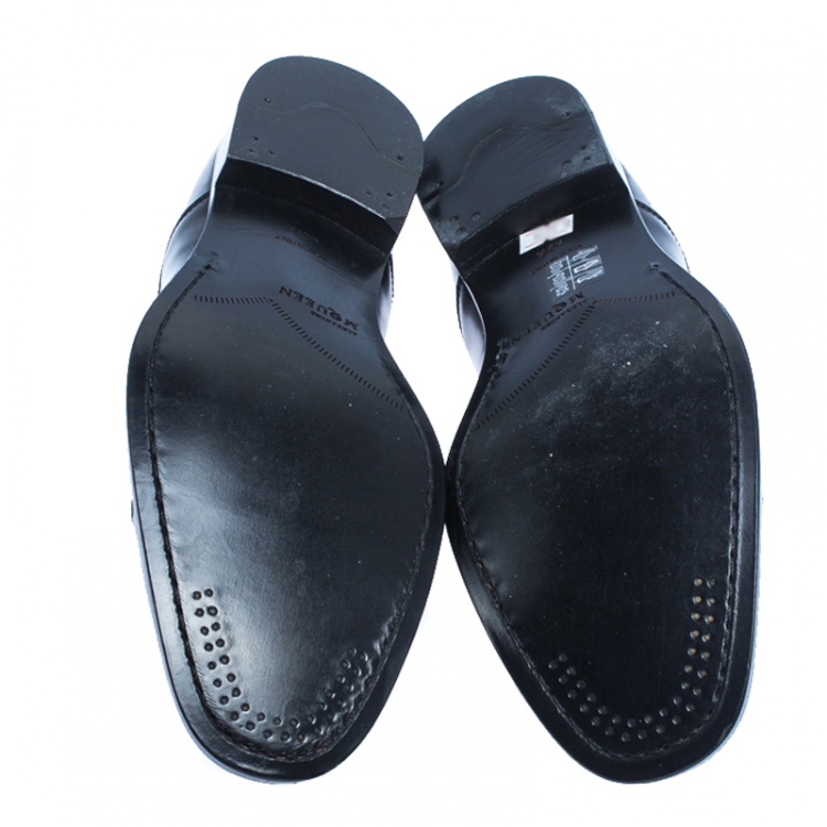 Pre Owned Alexander McQueen Black Leather Lace Oxford Size 42.5