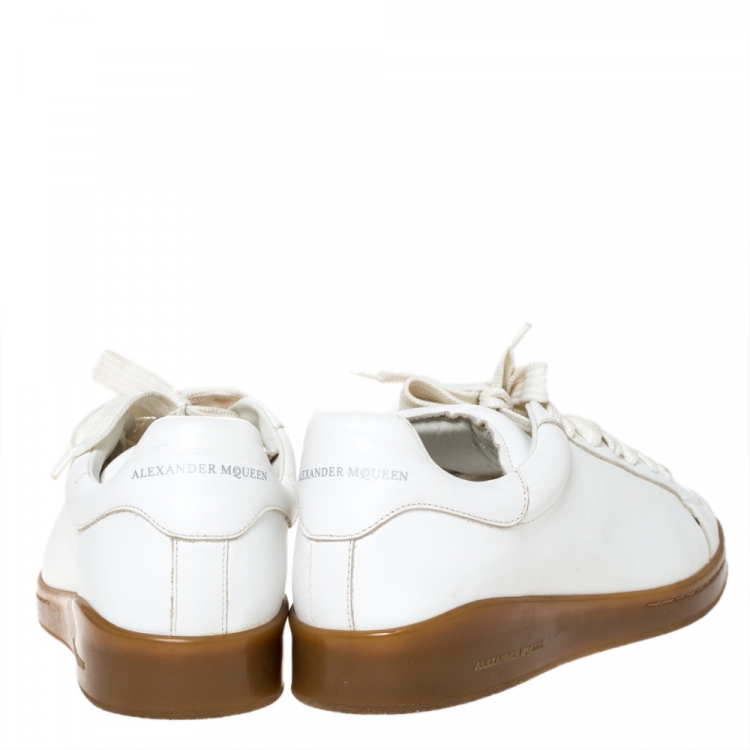 Pre Owned Alexander Mcqueen White Leather Larry Low Top Sneakers Size 44