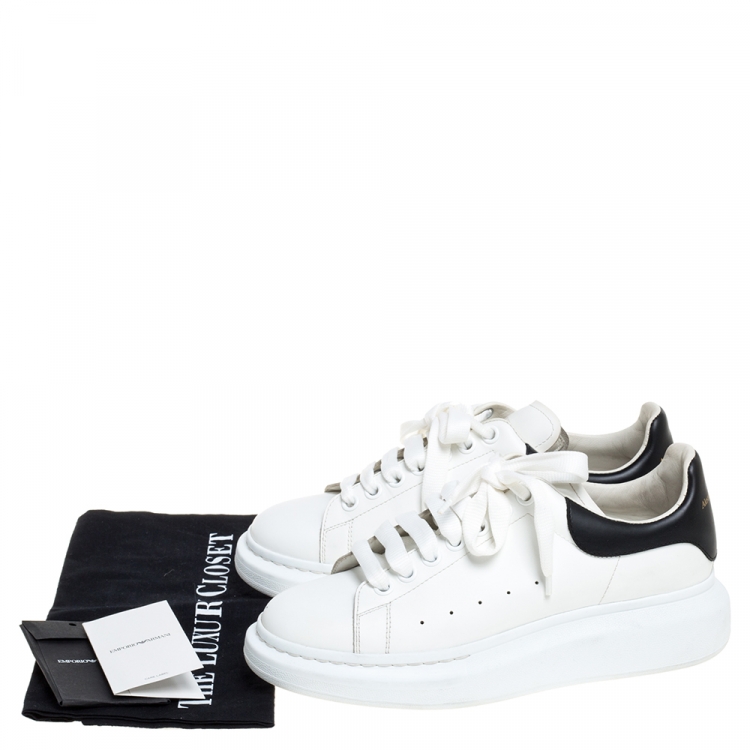 Pre Owned Alexander McQueen White Leather Oversized Low Top Sneakers Size 40.5
