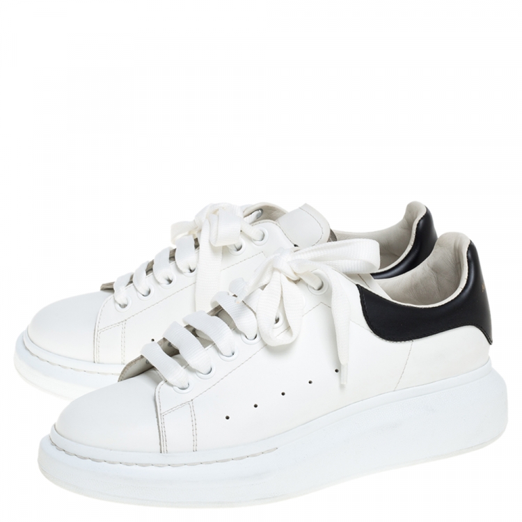 Pre Owned Alexander McQueen White Leather Oversized Low Top Sneakers Size 40.5