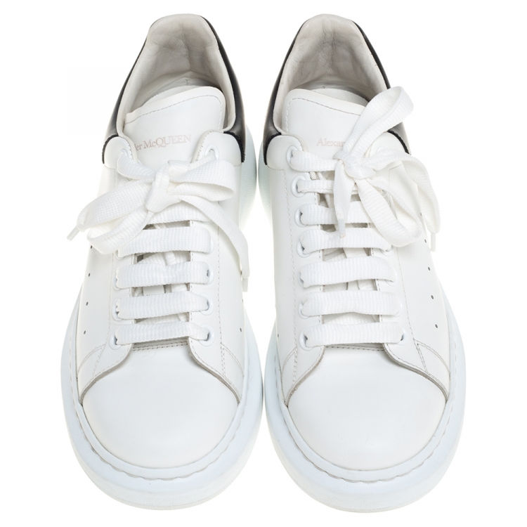 Pre Owned Alexander McQueen White Leather Oversized Low Top Sneakers Size 40.5