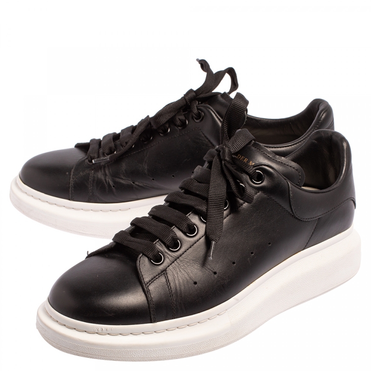 Pre Owned Alexander McQueen Black Leather Oversized Low Top Sneakers Size 44