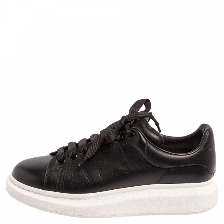 Pre Owned Alexander McQueen Black Leather Oversized Low Top Sneakers Size 44