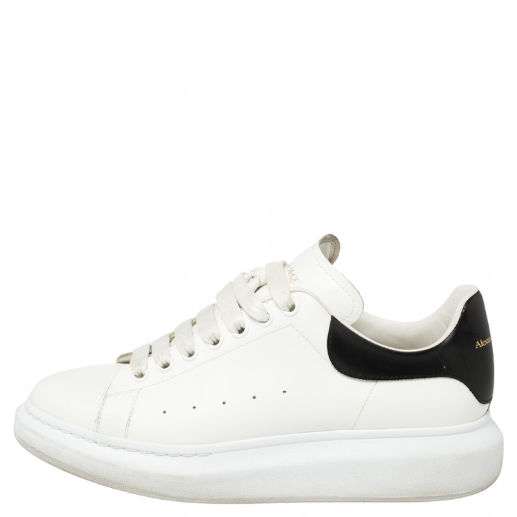 Pre Owned Alexander McQueen White Leather Oversized Low Top Sneakers Size 43