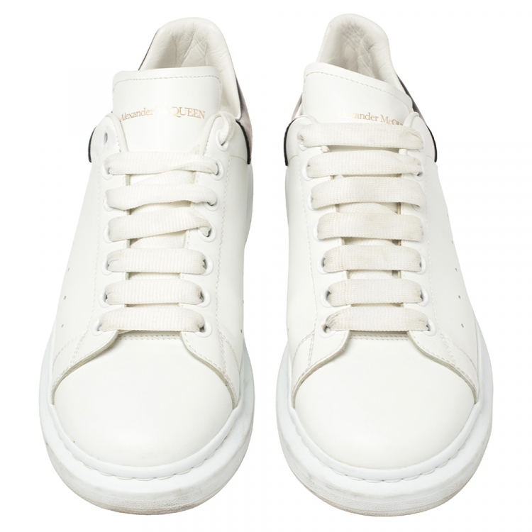 Pre Owned Alexander McQueen White Leather Oversized Low Top Sneakers Size 43