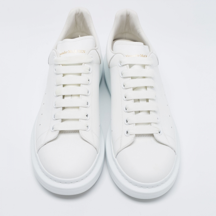 Pre Owned Alexander McQueen White Leather Oversized Low Top Sneakers Size 45