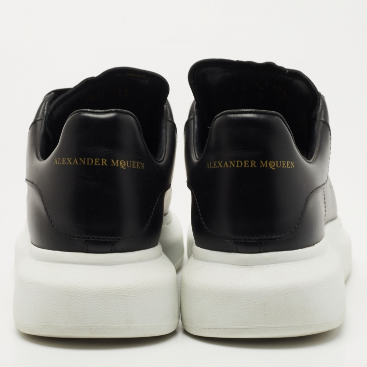 Pre Owned Alexander McQueen Black Leather Larry Low Top Sneakers Size 42.5